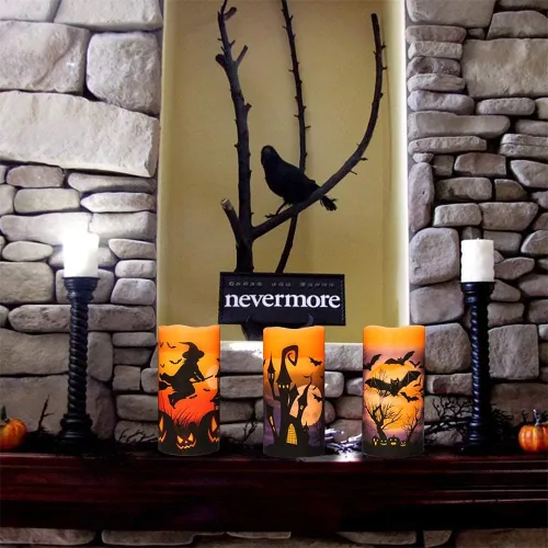 Miniatura 5 de Juego de 3 velas de calcomanía de Halloween de DRomance