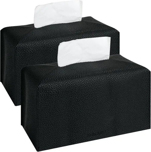 Miniatura 9 de 2 soportes para caja de pañuelos, cuadrado con cinturón inferior, cubierta de cubo de piel sintética, organizador decorativo para mesa, baño