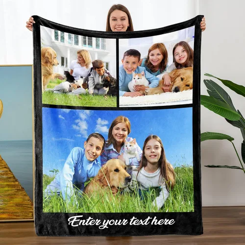 Miniatura 11 de Mantas personalizadas con fotos, manta personalizada con nombre de imagen para esposa, marido, novio, novia, aniversario, Navidad, cumpleaños, 1 Foto