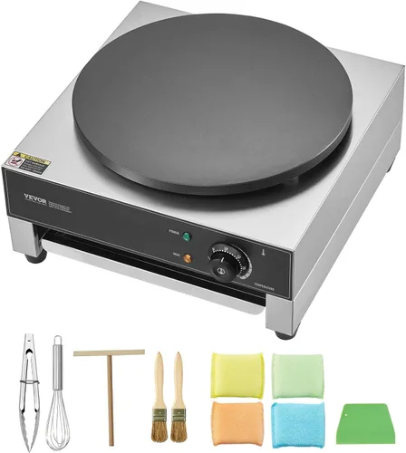 Miniatura 9 de VEVOR máquina eléctrica para hacer crepés, máquina comercial para crepés de 16 pulgadas, plancha plana de 1700W para crepes, máquina antiadherente