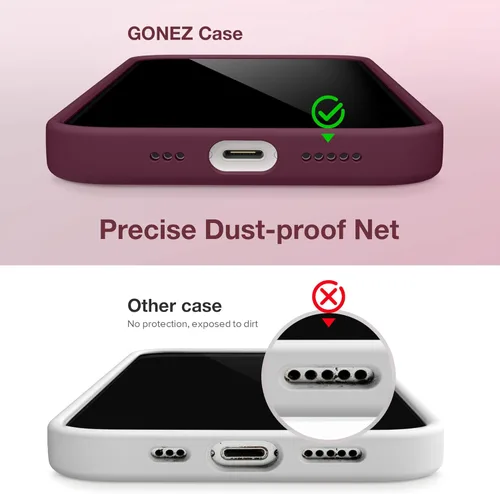 Miniatura 823 de GONEZ Funda de silicona para iPhone 15 Pro Max, compatible con Magsafe, protector de cámara + protector de pantalla, forro de microfibra suave