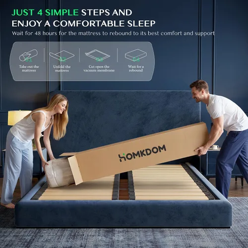 Miniatura 9 de Homkdom Colchón tamaño individual, colchón de 10 pulgadas en una caja, espuma viscoelástica y resortes helicoidales, diseño de aislamiento