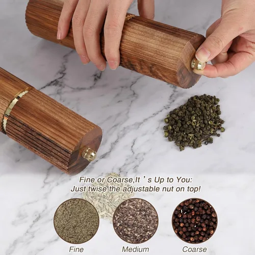 Miniatura 3 de Molinillo de pimienta de madera, molinillo de pimienta ajustable, molinillo de sal y pimienta, molinillo de pimienta recargable, molinillo de sal