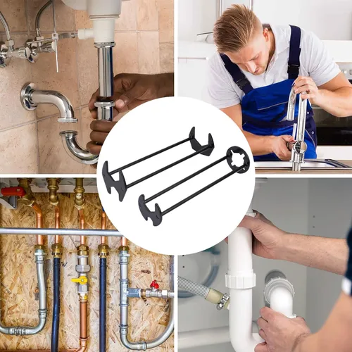 Miniatura 2 de Llave hexagonal de cuatro mandíbulas, llave multifuncional para fregadero, instalación de mantenimiento y herramientas de extracción para baño