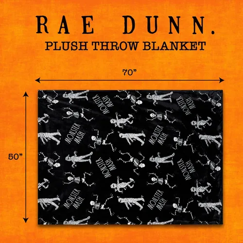 Miniatura 6 de Rae Dunn Manta - Mantas suaves y decorativas para cama o sofá, mantas acogedoras para sofá, manta de felpa suave con huesos bordados, 50 pulgadas x