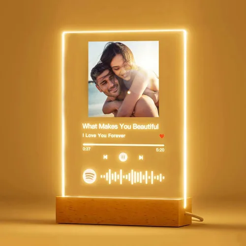 NOVASGAFF Regalo de foto personalizado, álbum de música, placa de vidrio acrílico personalizada con imagen, canción favorita personalizada con foto