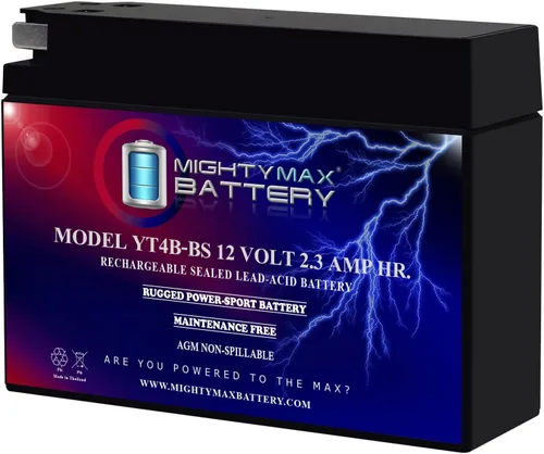 Mighty Max Batería YT4B-BS - 12 V 2.3 AH, 25 CCA, Batería SLA AGM para Motocicleta Recargable Libre de Mantenimiento