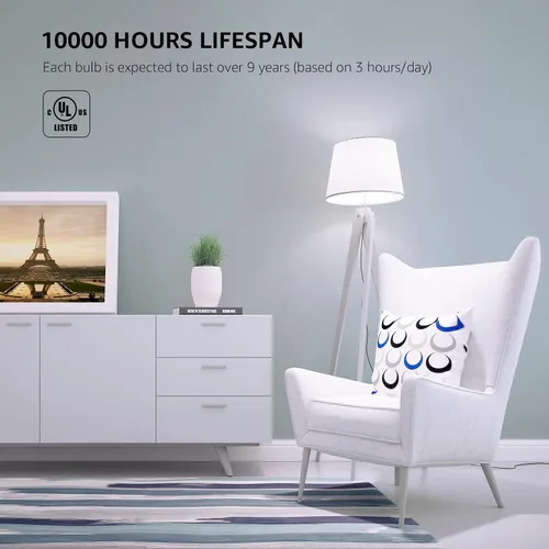 Miniatura 2 de Lepro Bombillas LED equivalentes a 60 W, 9 W, 800 lúmenes no regulables, luz blanca diurna 5000 K, base media estándar A19 E26, 10000 horas de vida