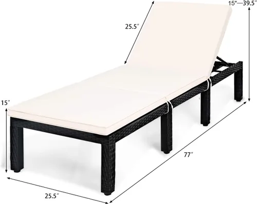 Miniatura 3 de Tangkula Sillón de mimbre para patio, sillas reclinables ajustables de ratán al aire libre, tumbona moderna de ratán exterior con asiento y cojín