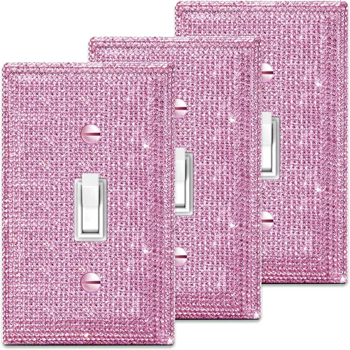 Miniatura 39 de 1 funda para interruptor de luz brillante – Cubierta de placa de interruptor con purpurina dorada con diamantes de imitación 2.2 lbs-2-Oro