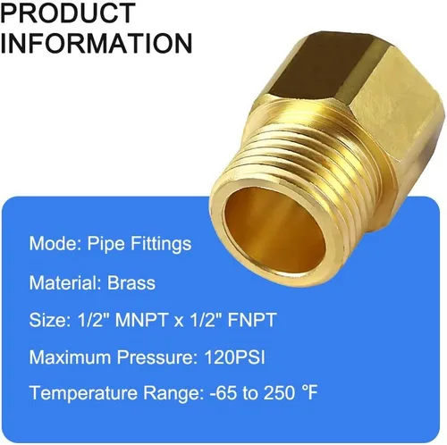 Miniatura 6 de Adaptador de grifo hembra NPT de 1/2 pulgada NPT macho a 1/2 pulgada NPT adaptador reductor de tubería de latón, se vende en pares