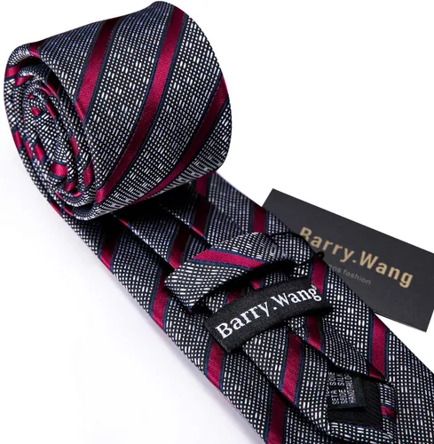 Miniatura 294 de Barry.Wang Juego de corbatas para hombre, corbata de seda a rayas, tejido a cuadros, gemelos formales, negocios, boda