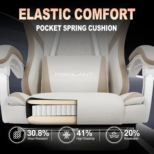 Miniatura 6 de Misolant Silla Gaming, Silla Gamer de Tela con reposapiés para Adultos, Silla Ergonómica de Computadora para Juegos de Respaldo Alto