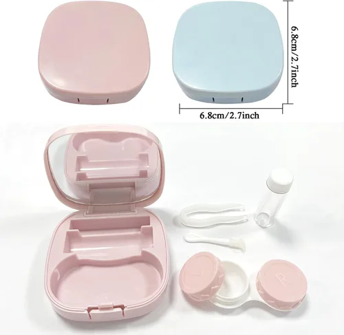 Miniatura 5 de Kit de viaje para lentes de contacto, a prueba de fugas, lindo aplicador de lentes de contacto con botella de solución de espejo para uso diario al