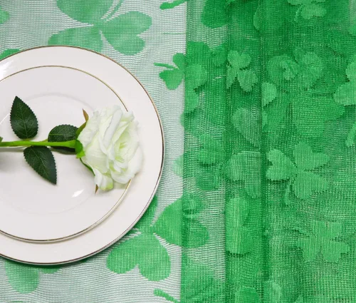 Miniatura 6 de asunflower Mantel rectangular de encaje con trébol verde, 60 x 84 pulgadas, para decoración de mesa del día de San Patricio con mantel bordado