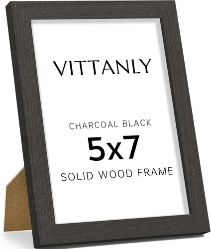 Miniatura 70 de Vittanly - Marco de fotos de 4 x 6 pulgadas de madera maciza con plexiglás, incluye paspartú de 3,5 x 5, para colgar en la pared o poner sobre una