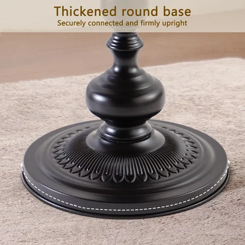 Miniatura 8 de Framhose - Mesa auxiliar redonda, mesa auxiliar pequeña con parte superior de madera y base negra, mesa de pedestal para sala de estar, esquinas