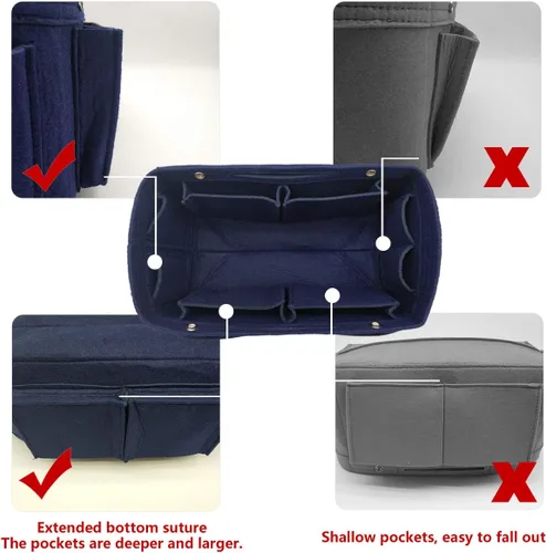 Miniatura 60 de LEXSION Organizador de fieltro para bolso – Bolsa de bolsillo múltiple en bolsa organizadora