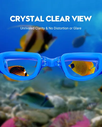 Miniatura 5 de Gafas de natación: paquete de 2 gafas de natación antivaho, sin fugas, protección UV, para adultos, hombres, mujeres, jóvenes Azul & blanco