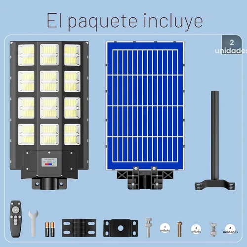 Miniatura 9 de Luz solar de calle de 8000 W, impermeable, 240000 lúmenes, funciona con energía solar, luces de estacionamiento grandes, luz de calle grande