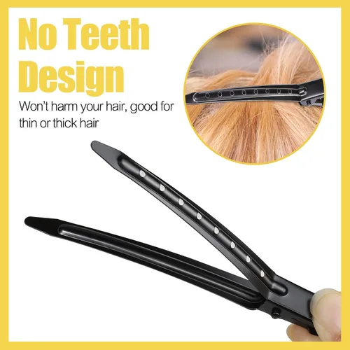 Miniatura 3 de YGDZ Pinzas de pico de pato, 30 pinzas de pelo de cocodrilo de metal de 3.5 pulgadas con agujeros, pinzas para el cabello para seccionar peinados