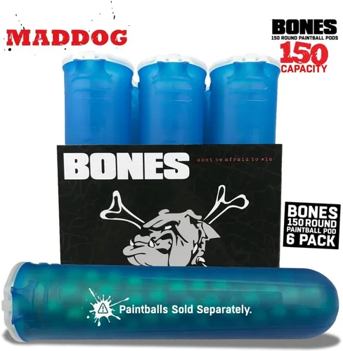 Miniatura 4 de Maddog 150 cápsulas redondas de paintball de huesos Tubos duraderos de recarga rápida para torneos y recreativos Speedball Woodsball Paquete de 6