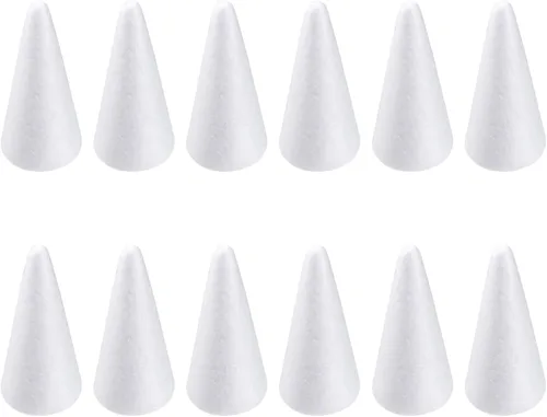 Miniatura 13 de GANAZONO 12 piezas de cono de espuma de Navidad para DIY de Navidad, cono de espuma de polietileno para colgar pendientes de árbol de Navidad
