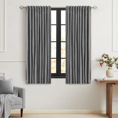Miniatura 45 de PRIMROSE Cortinas de terciopelo champán de 63 pulgadas de largo para sala de estar, juego de 2 paneles opacos, bolsillo para barra, pestaña trasera