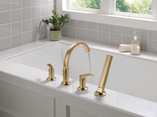 Miniatura 2 de Delta Tetra - Grifo de bañera romana con ducha de mano, grifo de bañera dorado cepillado, bronce champán T4788-CZ-PR-LHP