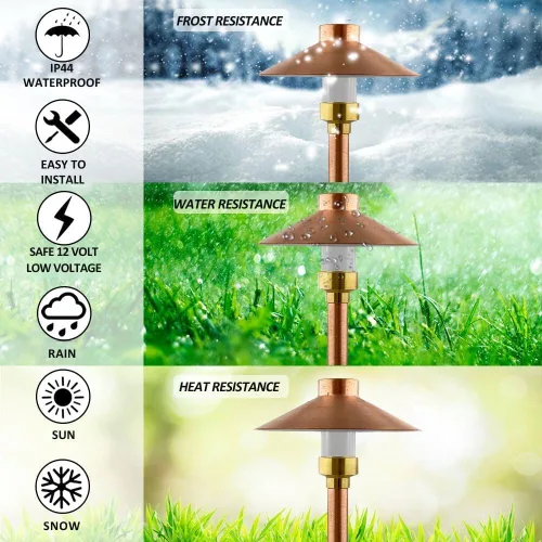 Miniatura 3 de Luz LED Pathway 126 para paisaje (paquete de 4) 12 V, cobre sólido, bajo voltaje, 4 W, G4, bombilla LED incluida para exteriores, hongos, seguridad