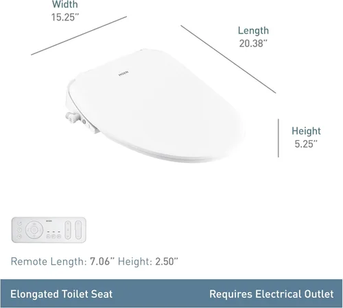 Miniatura 7 de Moen EB2100 5-Series - Asiento para bidé electrónico premium para inodoros alargados en color blanco con control remoto y secador de aire caliente