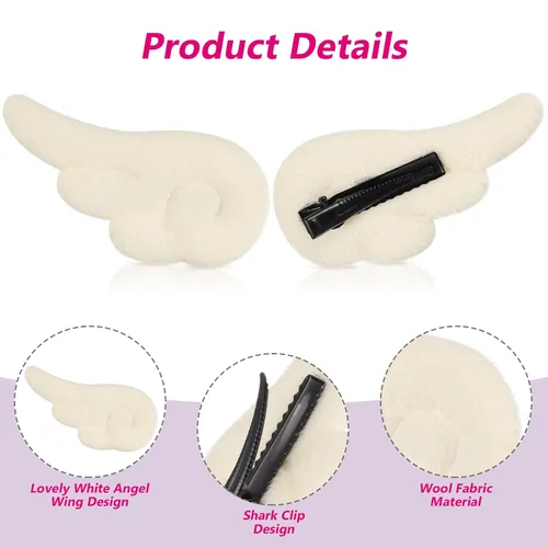 Miniatura 3 de Beaupretty Pinzas para el pelo de alas de ángel, pinzas para el pelo de dibujos animados, lindos pasadores adorables para el cabello, pinzas