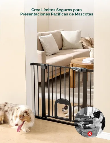 Miniatura 4 de Babelio - Puerta para bebé mejorada con puerta ajustable para gatos, CatPrivilege, puerta duradera para perros de 29-43 pulgadas con cierre Negro