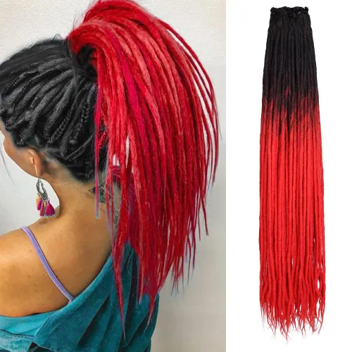 Miniatura 39 de Kraler Extensiones de Rastas Azules, Extensiones de Rastas Sintéticas de Ganchillo de 22", 100% Hechas a Mano, Rastas de Una Sola Punta, Delgadas