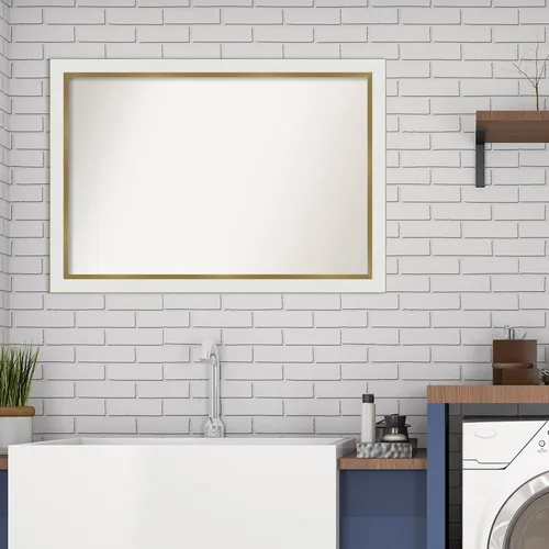 Miniatura 5 de Amanti Art Espejo personalizado, espejo estrecho de baño de oro blanco, espejo de pared o espejo de tocador de baño sobre el fregadero