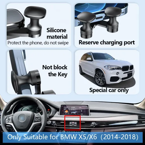Miniatura 5 de Soporte para teléfono de coche para BMW X5 2014-2018, X6 2015-2019 SUV sDrive35i xDrive35i 40e 35d F15 F16 Accesorios de automóvil Decoración