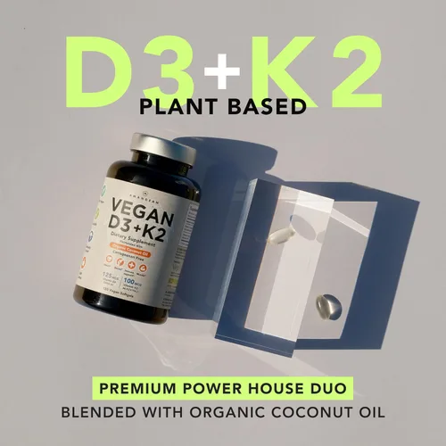 Miniatura 2 de Vegano prémium D3 K2. Vitamina D3 5000 iu de algas. All-Trans MK-7 K2. 120 cápsulas blandas. A base de plantas y sin carragenina. Mezcla de aceite
