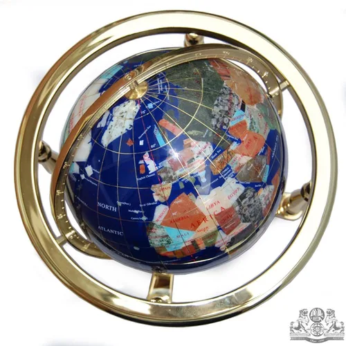 Miniatura 2 de Globo del mundo de lapislázuli azul de 13 x 9 pulgadas con trípode dorado, 220 GB - azul-dorado