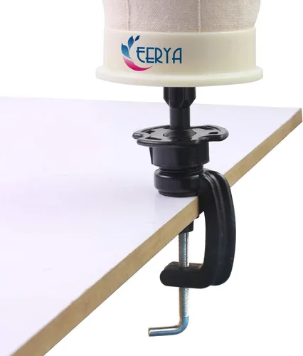 Miniatura 2 de EERYA Soporte para cabeza de maniquí de peluca, cabeza de maniquí de cosmetología, soporte de sujeción estándar, soportes de abrazadera, negro
