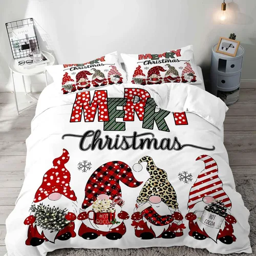 Miniatura 11 de LUVIVIHOME Juego de 3 Piezas de Funda de Edredón de Navidad Tamaño Queen, Juegos de Ropa de Cama, Funda de Edredón a Cuadros Búfalo Negro y Rojo