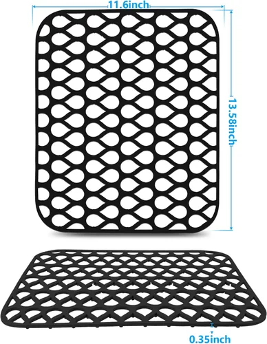 Miniatura 8 de Protectores de fregadero para fregadero de cocina, 2 piezas de alfombrilla de cocina de silicona de 13.58"x11.6", protector inferior antideslizante