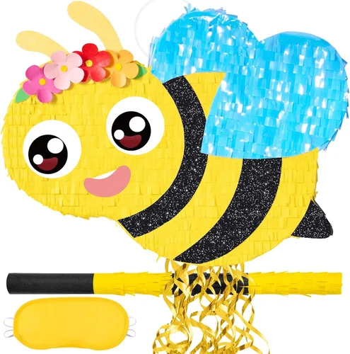 Miniatura 81 de WERNNSAI - Piñata de sirena plegable, piñata de cumpleaños con flecos que incluye cuerda para jalar, venda y bate. Decoraciones