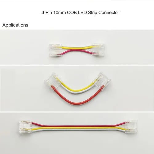 Miniatura 3 de Conector de tira LED de 3 pines, kit sin soldadura CCT COB de 0.394 in, paquete de 25 Juntas de tira a tira y tira a cable, para cables 22 AWG, se