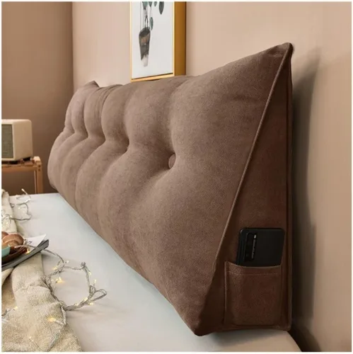 Almohada triangular para cabecero de lectura, cojín de cuña, almohada grande para cama / almohada de lectura para sentarse en reposo en cama, Marrón