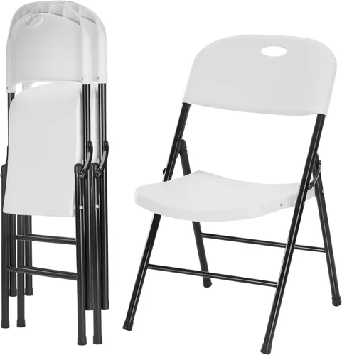 Miniatura 8 de Paquete de 2 sillas plegables de plástico resistente, sillas plegables de capacidad de 450 libras para interiores y exteriores, asientos portátiles