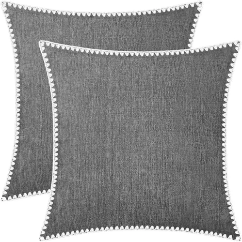 Miniatura 60 de BRAWARM Fundas de almohada 40x40 cm - Paquete de 2 fundas de almohada de chenilla negra, fundas de almohada de chenilla suave teñida sólida