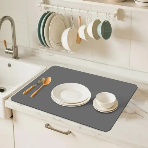 Miniatura 2 de Tapete de secado de platos para encimera de cocina, tapete de barra de café para encimeras, almohadilla de secado de platos con parte trasera