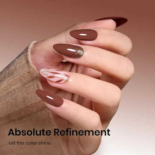 Miniatura 40 de Beetles - Esmalte de uñas de gel marrón – 0.5 onzas líquidas de esmalte de gel marrón oscuro, lámpara LED UV para uñas, regalo de manicura para I