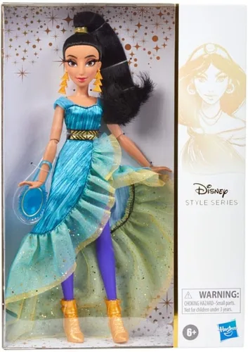 Miniatura 6 de Disney Princess Style Series - Muñeca de moda Jasmine, estilo contemporáneo, vestido de longitud completa, aretes, bolso y zapatos, juguete