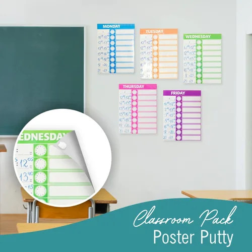 Miniatura 5 de Masilla adhesiva azul para póster, masilla de montaje reutilizable para colgar en la pared, hogar, oficina y aula, adhesivo no dañante, 2.6 onzas